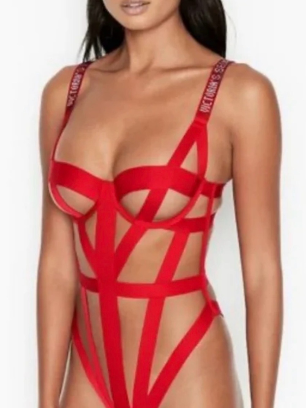 Victoria's Secret Red Strappy Cutout Bodysuit